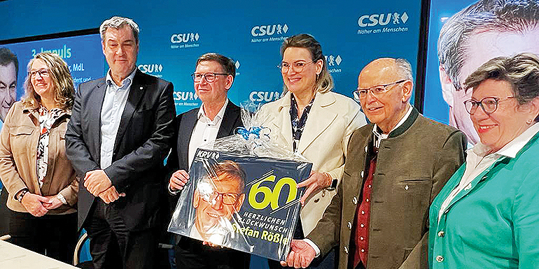 V.l.: Carmen Pepiuk, Dr. Markus Söder, Stefan Rößle, Eva Weber, Josef Mederer und Hannelore Langwieser.