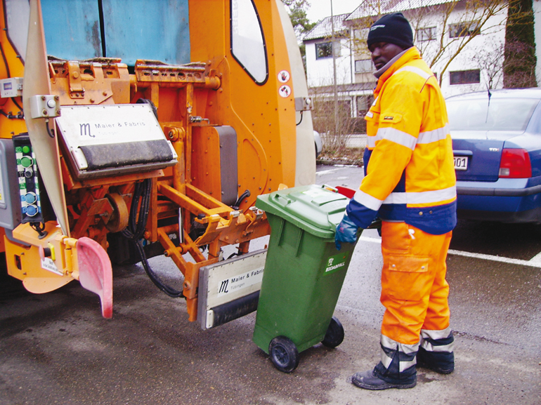 Müllautoschüttung mit Sonden zur Störstofferkennung (auch zur Nachrüstung). Bild: Maier-Fabris GmbH, Tübingen