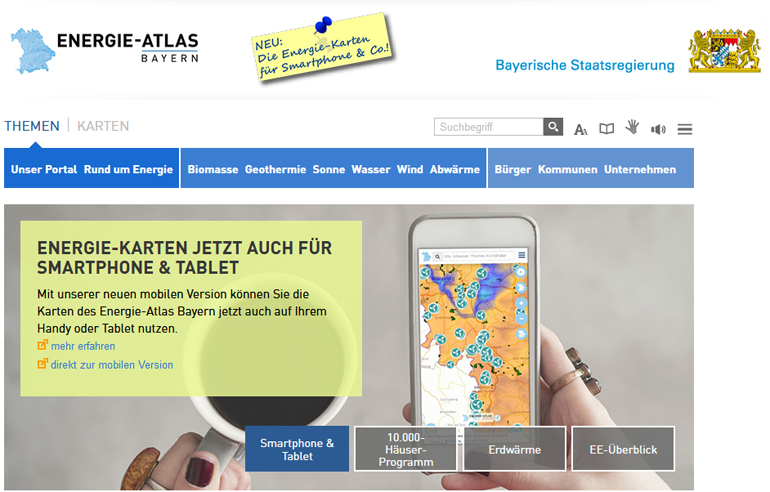 Startseite "Energie-Atlas Bayern", Bild: LfU