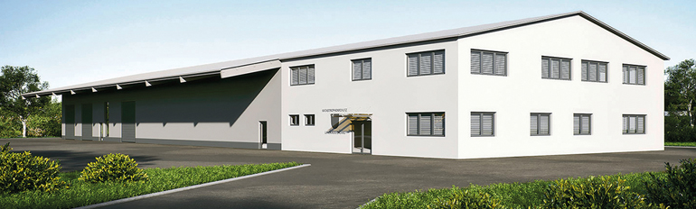 Visualisierung der neuen Katastrophenschutzhalle im Landkreis Dachau. Bild: Rudolf Hörmann GmbH & Co. KG