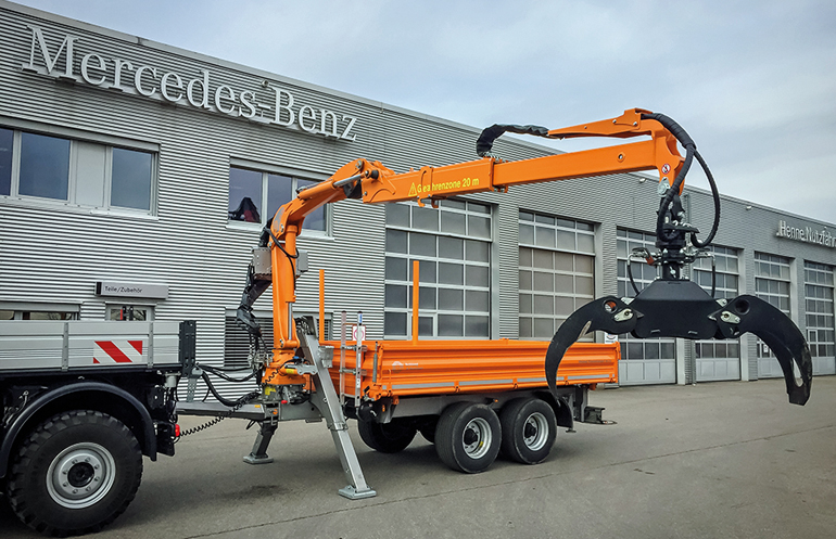 Unimog Krananhänger U12. Bild: Henne Nutzfahrzeuge GmbH