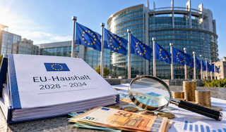 Beim künftigen EU-Haushalt rücken neben der Höhe der Ausgaben auch deren messbare Wirkung und eine wirksame Kontrolle stärker in den Fokus. Illustration: KI-generiert