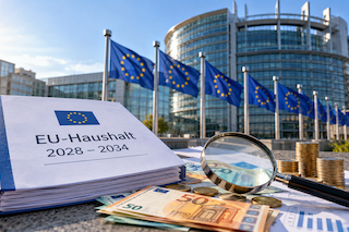 Beim künftigen EU-Haushalt rücken neben der Höhe der Ausgaben auch deren messbare Wirkung und eine wirksame Kontrolle stärker in den Fokus. Illustration: KI-generiert